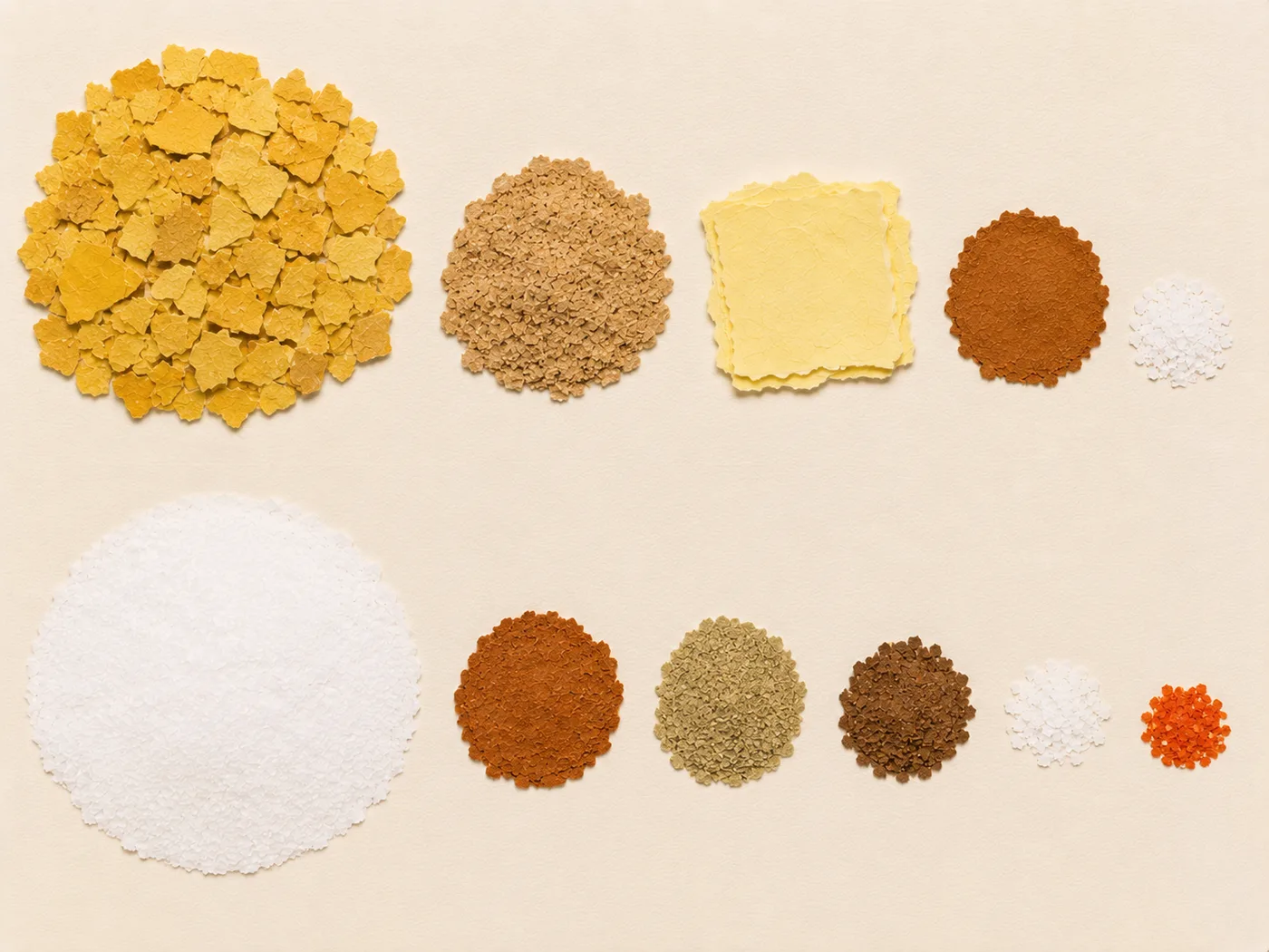 Flat-lay of crushed corn flakes, brown sugar, and cinnamon for a crunch topping