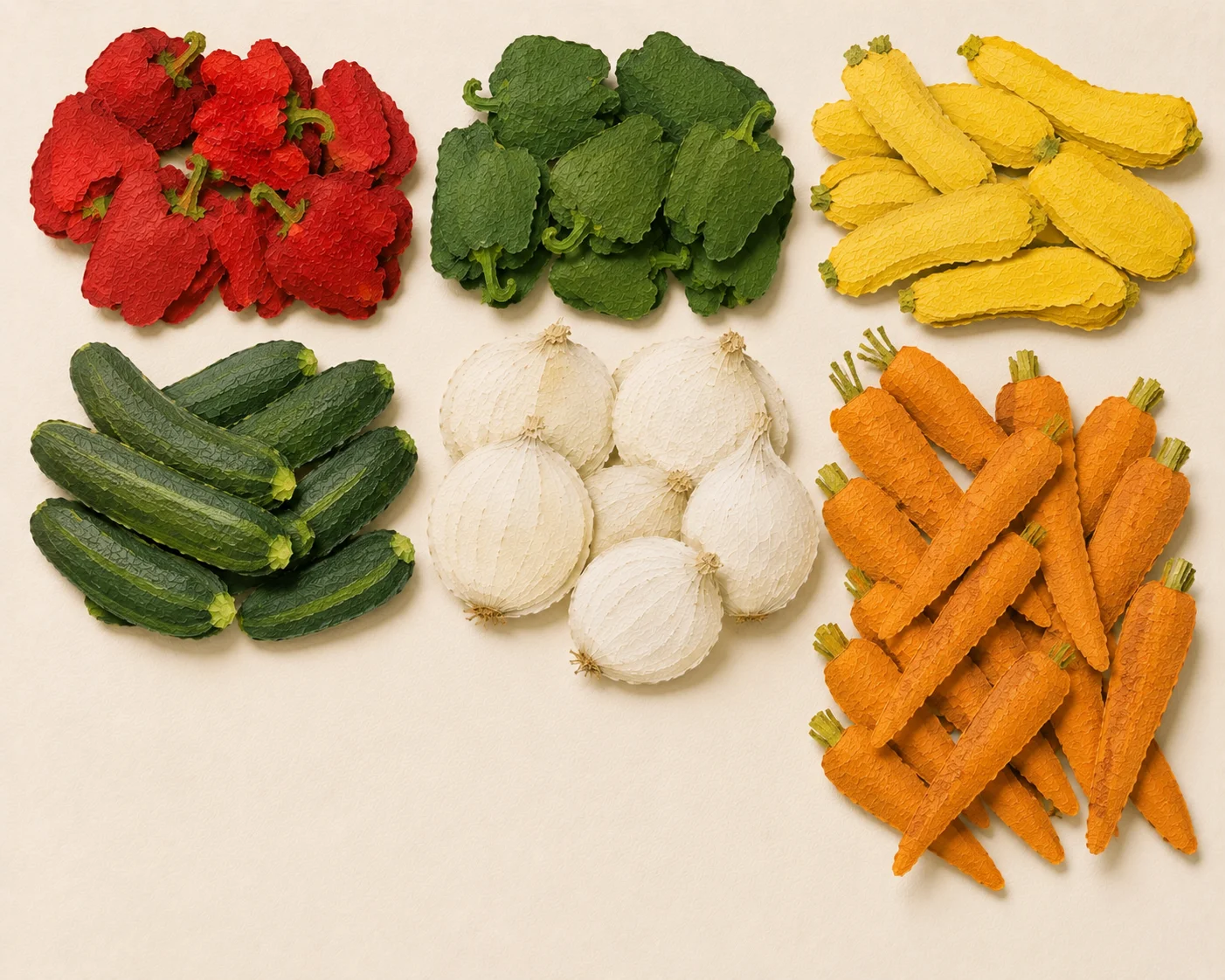 Colorful raw fajita vegetable mix of julienned peppers, squash, zucchini, onion, and carrot