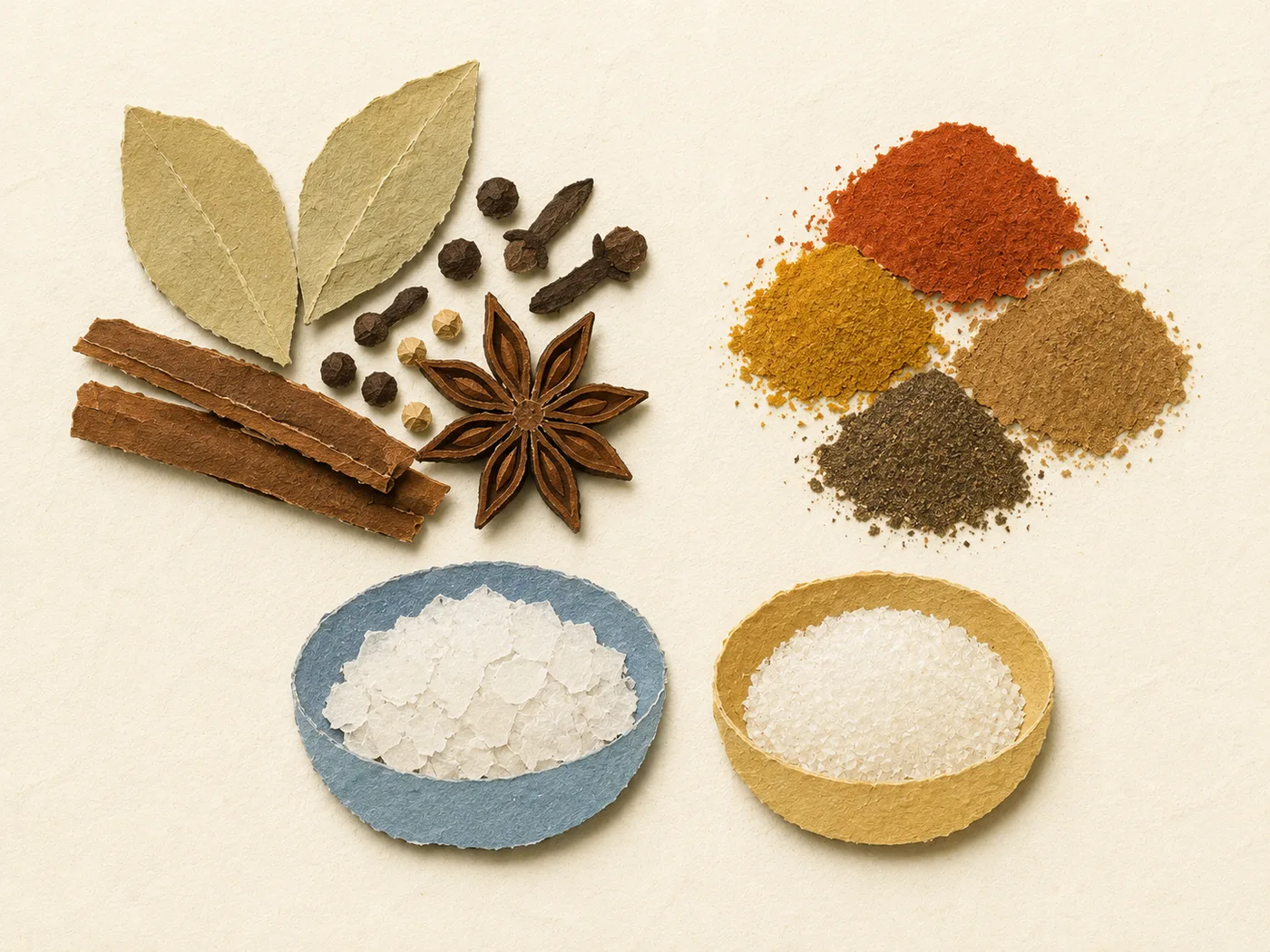 Freshly ground rust-red sesame spice rub in a small dish beside a mortar and pestle and whole spices