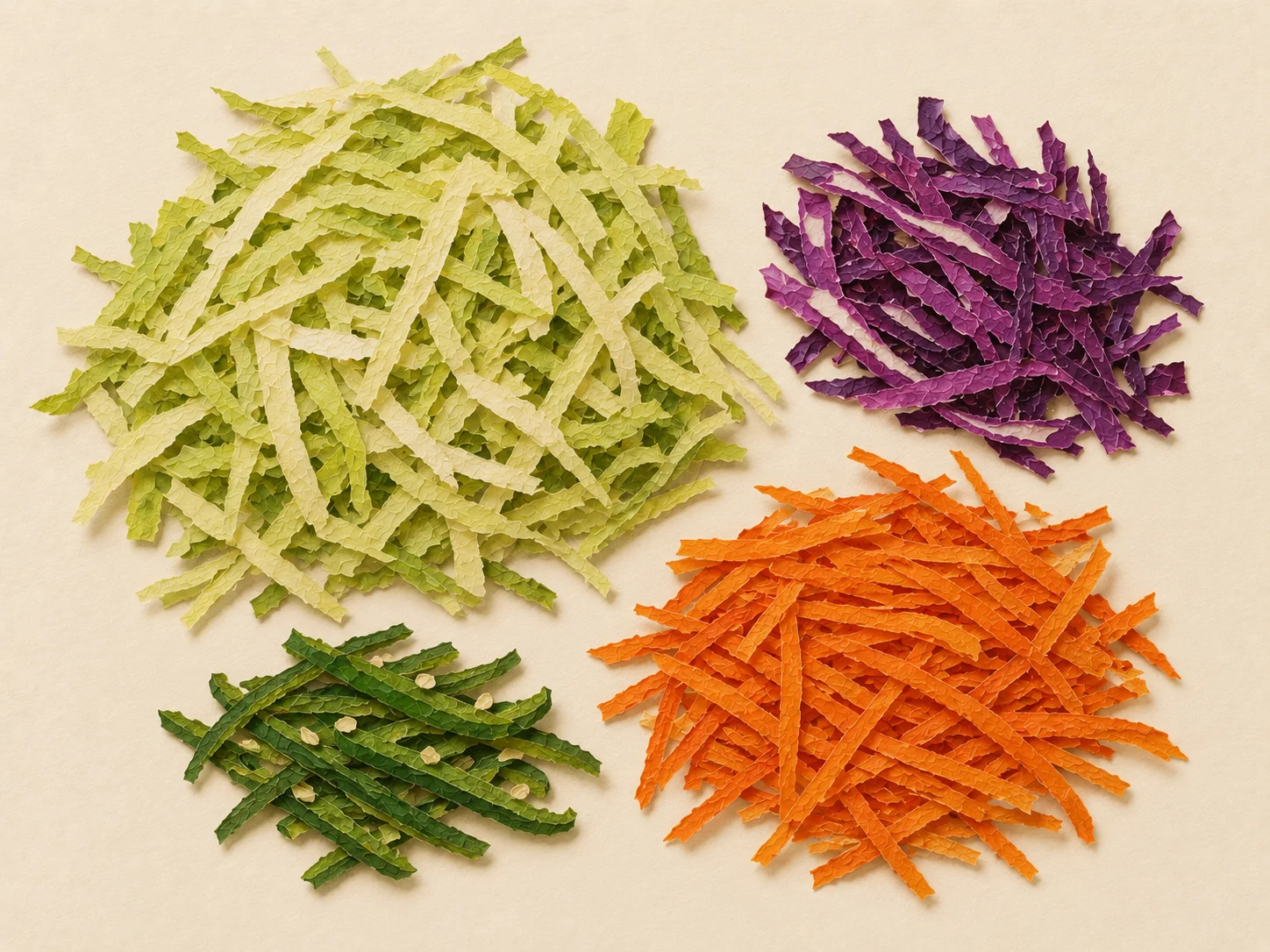 Colorful jalapeño slaw with shredded green and red cabbage, carrots, and fresh jalapeño strips